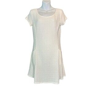 Magnolia Skye Ivory Textured Flare Dress Small Casual Minimalist Bridal Vacation